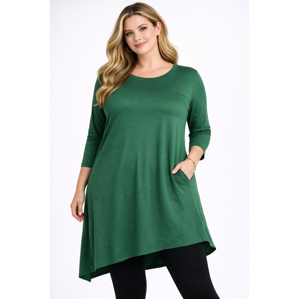 Chiclily Sweater Dress 2XL Green Tunic Top Long Sleeve Boho Lagenlook‎ Cozy Chic